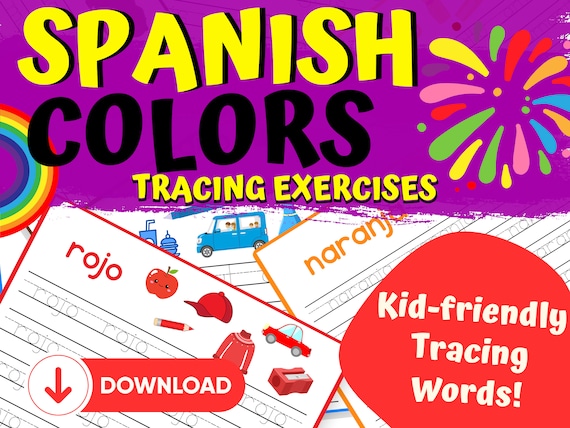 Spanish Color Tracing Pages , Colores en Español, Spanish Colors, Kindergarten, Learn to Write, Homeschool, Printable, Digital Download, PDF