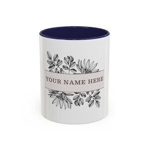 Personalized Accent Coffee Mug (11, 15oz) - Custom Name Coffee Cup, Monogrammed Ceramic Mug, Personalized Gift, Custom Mug with Name,
