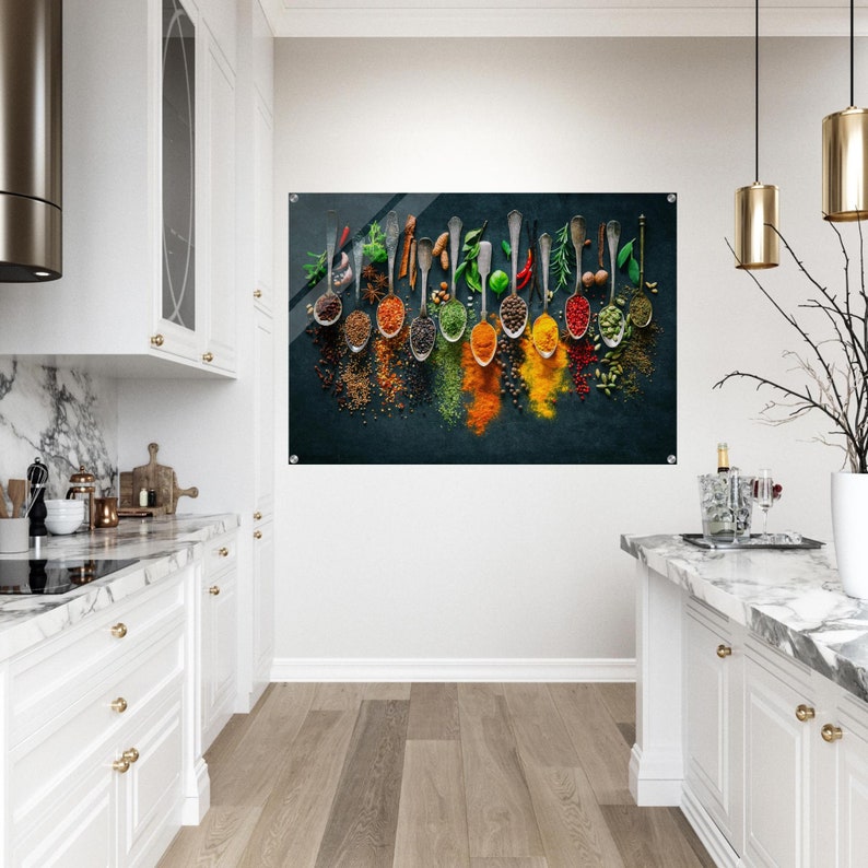 Acrylic Wall Art Herbs Spices Kitchen Wall Decor Large Wall Print Modern Wall Decor Art Gift ...