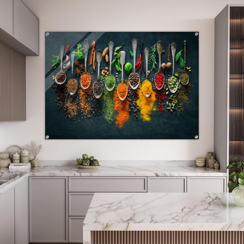 Acrylic Wall Art Herbs Spices Kitchen Wall Decor Large Wall Print