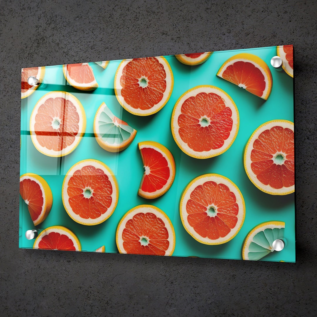 Acrylic Wall Art Fruit Pop Art Grapefruit Wall Decor Large Wall Print