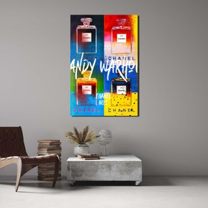 Arte pop: arte de parede de metal de Andy Warhol Chanel, pôster de metal de Warhol, arte divertida, arte de rua, arte de parede contemporânea, decoração colorida, ideia de presente