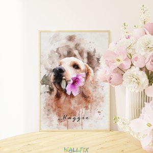 Retrato personalizado de perro de acuarela de foto Pintura de retrato de mascota personalizada Regalo personalizado Pérdida de regalo conmemorativo de mascota Retrato personalizado mascota