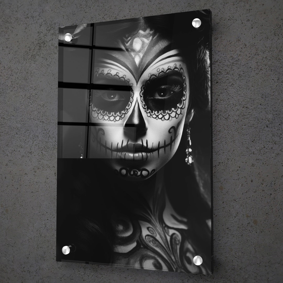 Acrylic Wall Art Sugar Skull Portrait Sugar Skull Wall Decor Large Wall