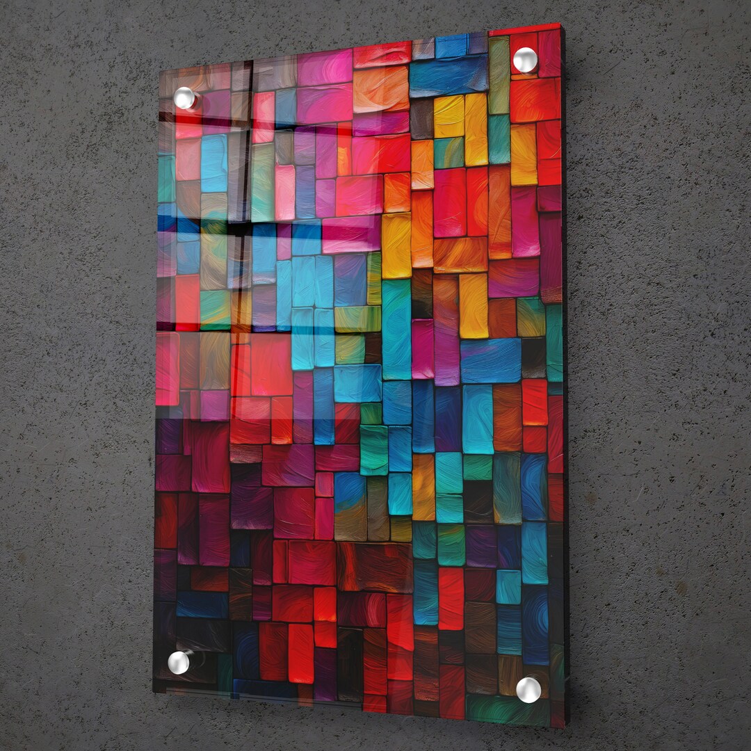 Acrylic Wall Art Abstract Block Colorful Wall Decor Large Wall Print