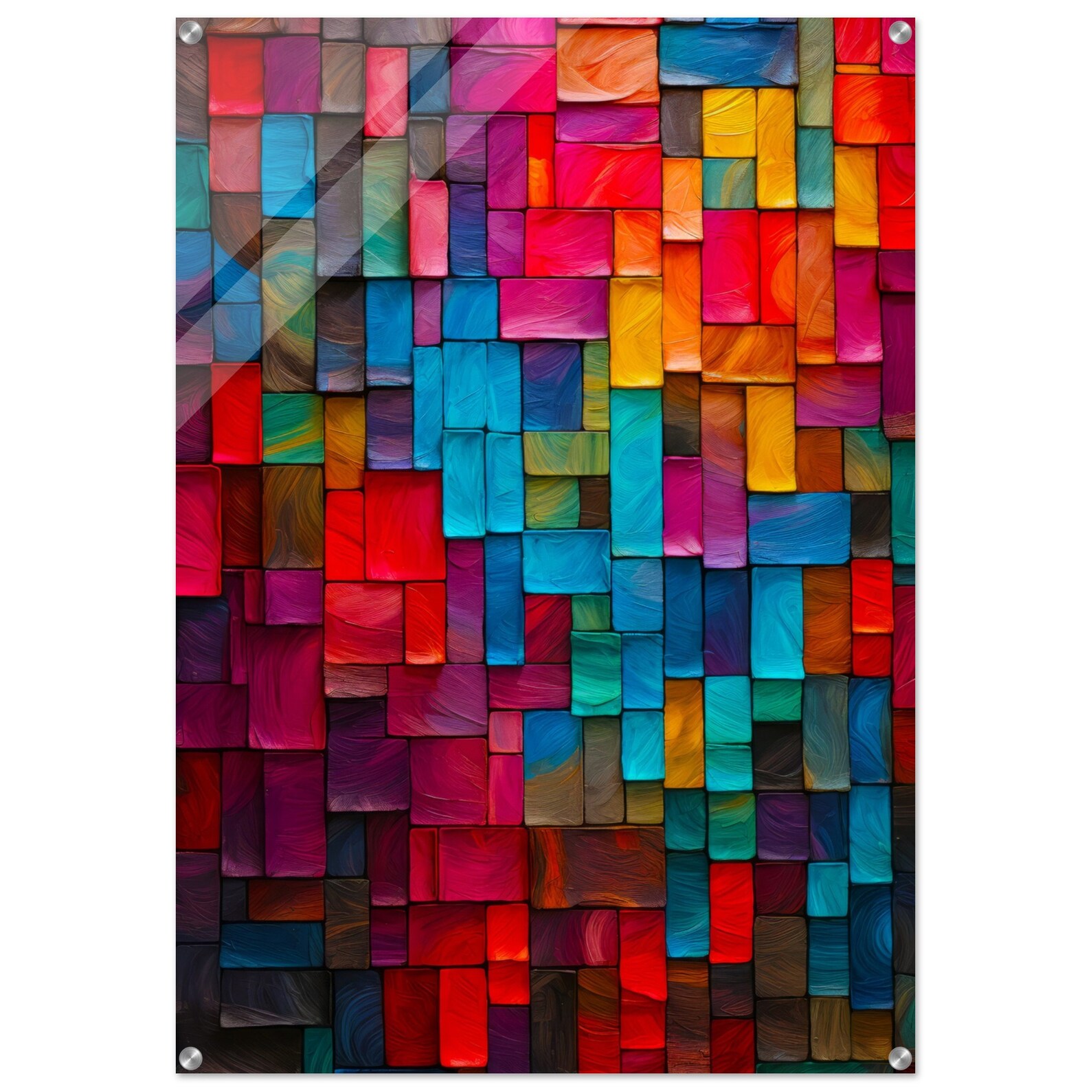 Acrylic Wall Art Abstract Block Colorful Wall Decor Large Wall Print