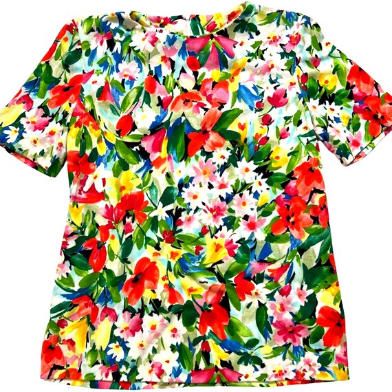 Floral Watercolor Vintage T-Shirt Top Womens Size… - image 1