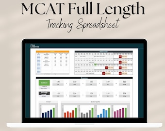 MCAT Prüfungsverfolgungs-Arbeitsblatt | Verfolgen Sie Übungsprüfungen, planen Sie den Prüfungsablauf, MCAT Prep, Google Sheets Download