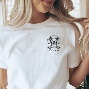 Personalized Dachshund T-shirt, custom Doxie dog name shirt, custom dog face shirt, gift for Dachshund owner, Dachshund birthday gift