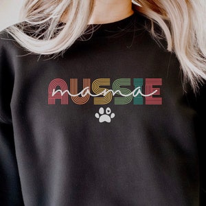 Retro Australian Shepherd Mom Sweatshirt, gift for Aussie dog owner, Australian Shepherd mama birthday gift, Aussie dog owner shirt