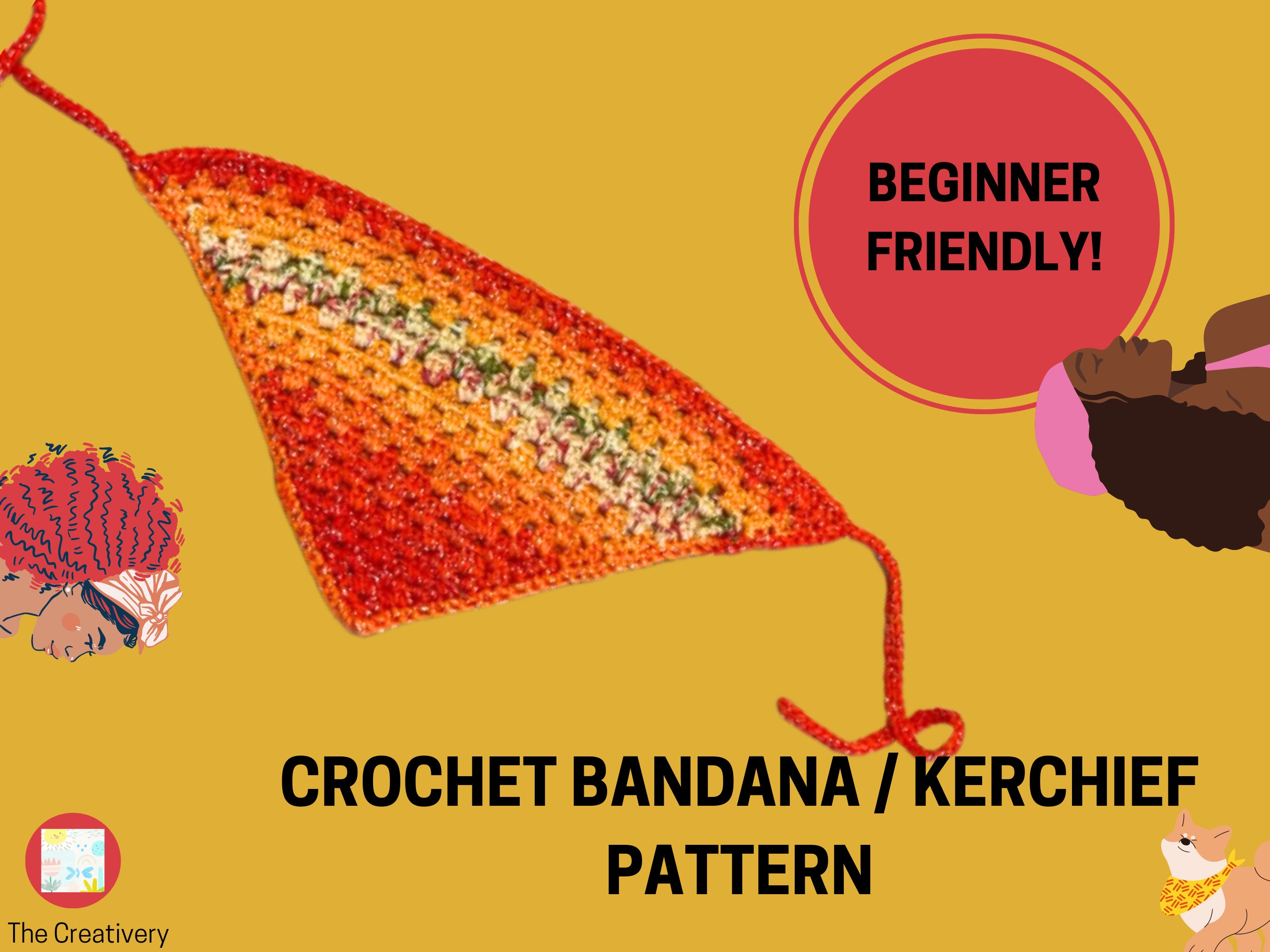 Crochet Pattern Bandana / Kerchief Crochet Hair Accessory Etsy