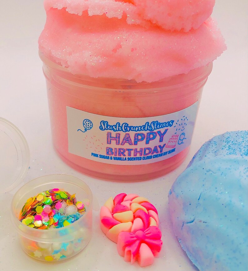 Happy Birthday Slime, Cloud Cream Slime, DIY Clay Kit Slime, Scented