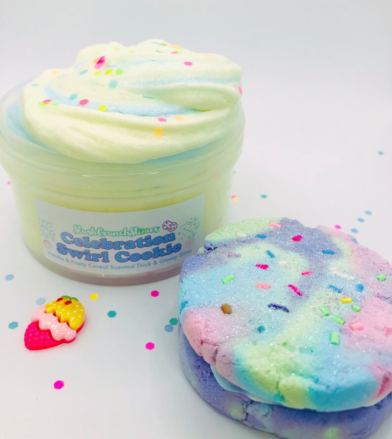 Celebration Swirl Slime, Glossy Slime , Clay Slime, DIY Slime, Scented