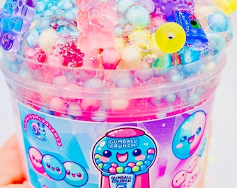 Gumball Crunch Floam Slime: Pink Candy Scented, Sprinkle Mix & Charms.