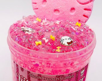Kitty Glimmer Slime, Pink Sugar Scented Bingsu Slime, Clay Kit