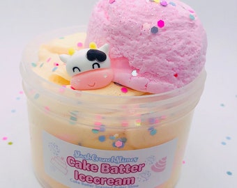 Cake Batter Slime, Butter Slime, Clay Slime, DIY Slime, Scented Slime, Best Slime Shops, Slime Stores, Etsy Slime Shop, Slime