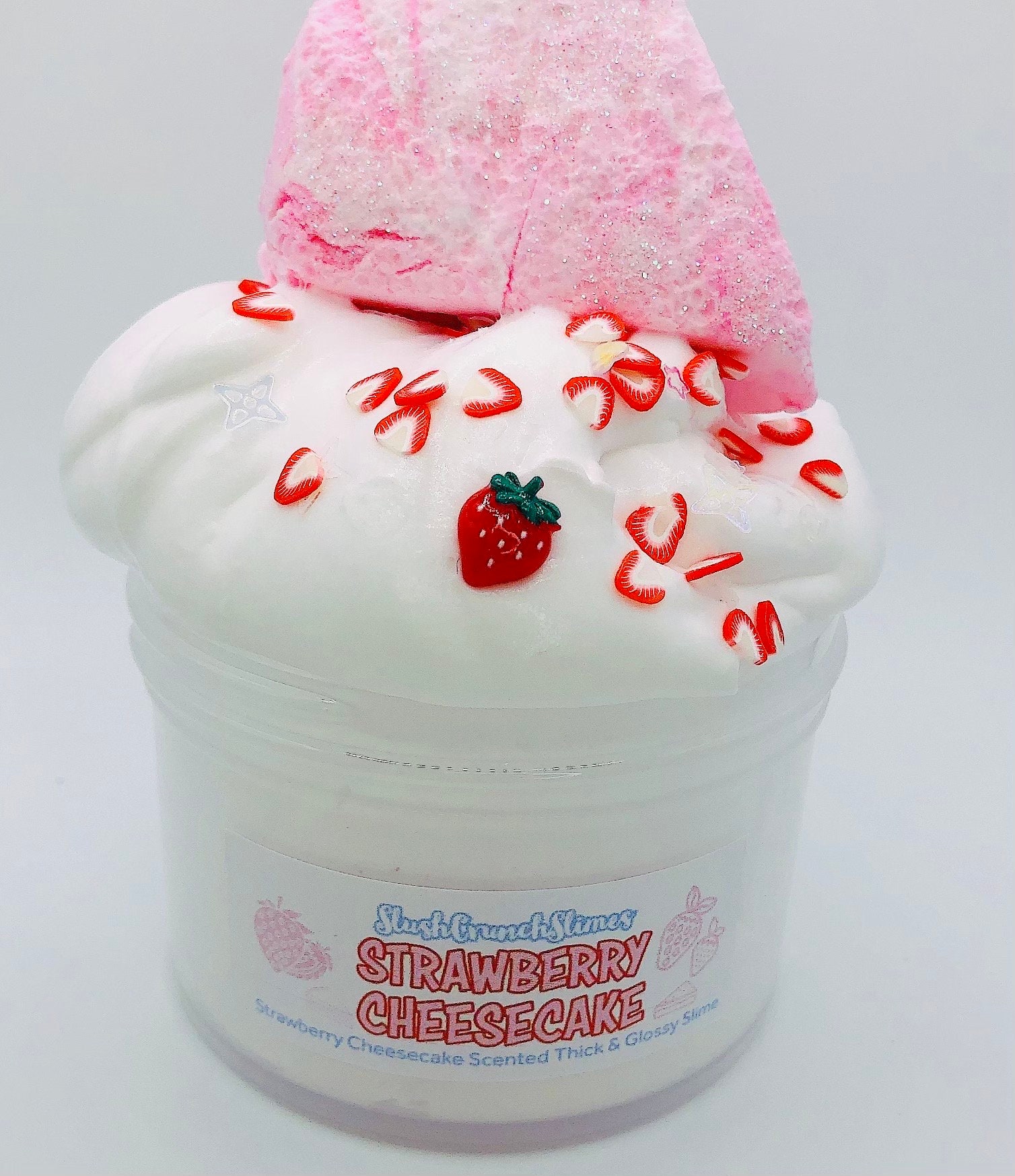 Strawberry Cheesecake Floam Slime Clear Based Slime W/ Foam Beads scented -   Israel