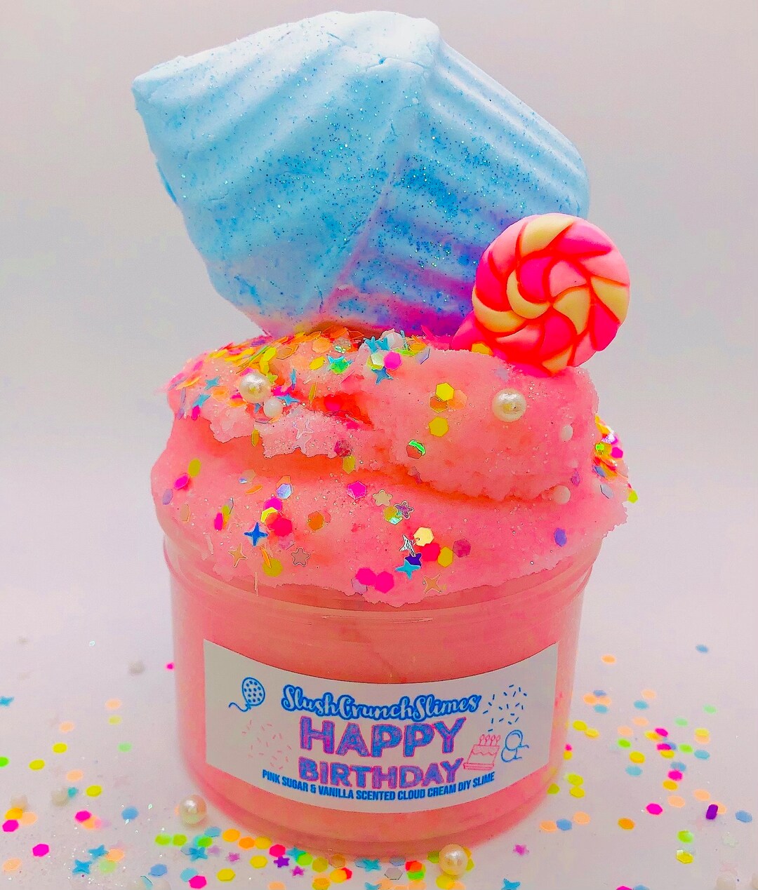 Happy Birthday Slime, Cloud Cream Slime, DIY Clay Kit Slime, Scented