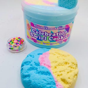 Celebration Swirl Slime, Glossy Slime , Clay Slime, DIY Slime, Scented Slime, Best Slime Shop, Slime Stores, Etsy Slime Shop, Fluffy Slime