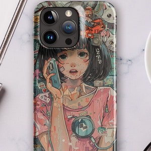 Hayao Miyazaki Inspired Anime iPhone Case with A Beautiful Collage of Colors; Snap case for iPhone®