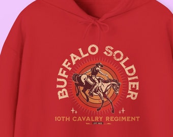 Felpa con cappuccio Buffalo Soldier - Immagine dei soldati afroamericani - Abbigliamento patriottico