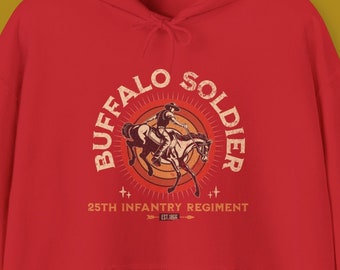 Felpa con cappuccio Buffalo Soldier - Immagine dei soldati afroamericani - Abbigliamento patriottico