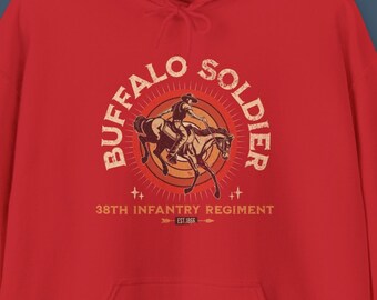 Felpa con cappuccio Buffalo Soldier - Immagine dei soldati afroamericani - Abbigliamento patriottico