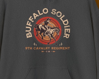 Felpa con cappuccio Buffalo Soldier - Immagine dei soldati afroamericani - Abbigliamento patriottico