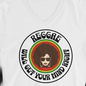 Unisex Short Sleeve V-Neck T-Shirt, Positive Energy Shirt: Reggae Music Mindset