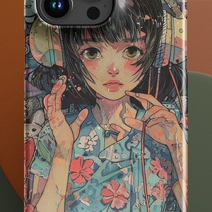 Hayao Miyazaki Inspired Anime iPhone Case with A Beautiful Collage of Colors; Snap case for iPhone®