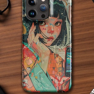 Hayao Miyazaki Inspired Anime iPhone Case with A Beautiful Collage of Colors; Snap case for iPhone®