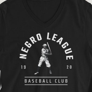 Retro Baseball Tee featuring Negro League Baseball Club 1920 and Classic Player Image; Unisex Short Sleeve V-Neck T-Shirt