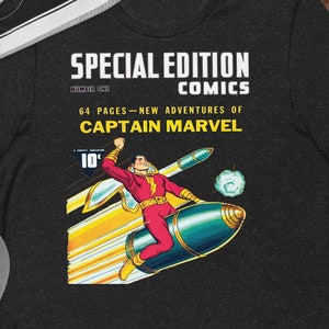Golden Age Super Hero Comic Book Print Tee - Vintage Graphic Shirt