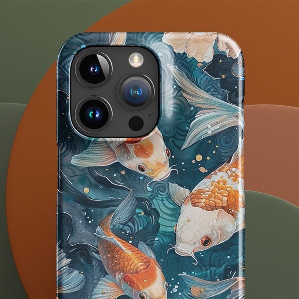 Hayao Miyazaki-Inspired Anime iPhone 15 Case with Koi Fish Collage