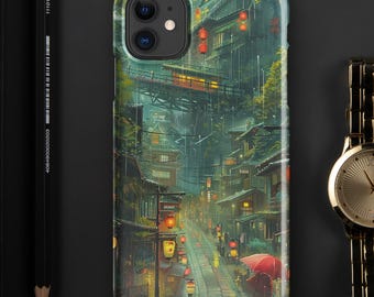 Hayao Miyazaki Inspired Anime iPhone Case with A Beautiful Collage of Colors; Snap case for iPhone®