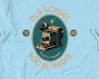 Capture the Moment: Social Media Fashion Meets Old Camera Charm, Social Media Fashion Tee with Old Camera Flair