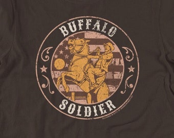 Vintage Buffalo Soldier Tee - African American History Inspired Tribute to African American History & Classic Cowboy Fusion