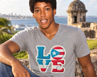 Unique Puerto Rico LOVE T-Shirt | Celebrate Your Heritage, Unisex Jersey Short Sleeve V-Neck Tee