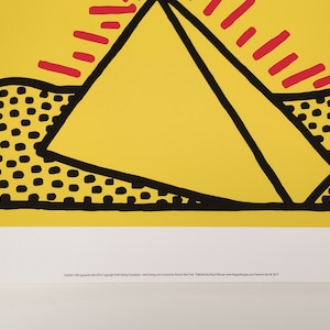 Tableau Décoratif Keith Haring "Pyramid With UFOs" - Impression Sur Panneau MDF - Made In Italy - Neuf