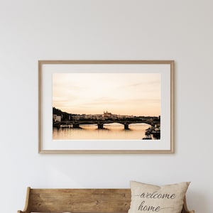 Prague at Sunset: Vltava River to Prague Castle Moody | 8x10 16x20 Print/Frame