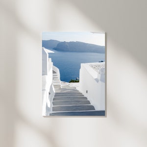 Descending into the Crystal Blue Waters of Oia | Greek Island, Greece | Canvas