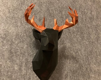 Low Poly Deer Head Wall Mount, 3D Printed Faux Taxidermy