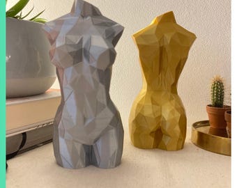 Zenith3D Weiblicher Torso Statue | 3D gedruckte geometrische Low Poly Skulptur | Regal Dekor Muttertag Geschenk