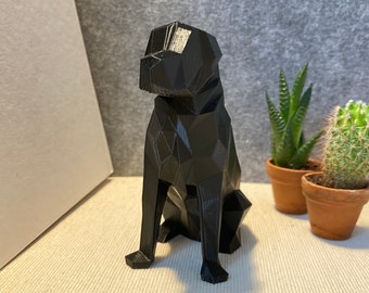 Labrador Retrievers Low Poly Statue Geometric 3D Printed Dog Sculpture - Nordic Style Tabletop Decor