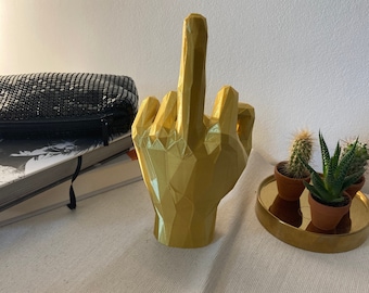 F*ck You Statue Low Poly Geometric Middle Finger Hand Gesture Full Sized Table Top Decoration Nordic Style
