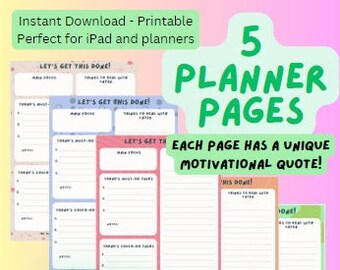 Daily Planner Pages for iPad Planner Page Printable Undated Motivational Goodnotes Digital Productivity Planner Notability Planner Work Day