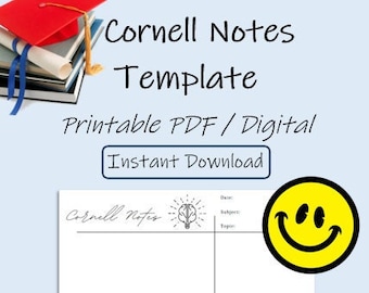 Cornell Note Digital Download and Cornell Notepad Printable Cornell Note Template for Taking Note Cornell Notes Method Digital and Printable