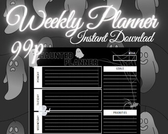 Weekly Planner for Halloween October Week Plan Goodnote for Ipad i pad download gothic spooky theme cute ghost cute halloween lover gift