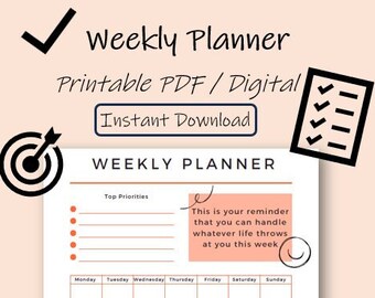 Weekly Planner Digital Download Weekly Planner Printable Weekly Journal Gift for Student Week Plan with To Do List Instant Download Planner
