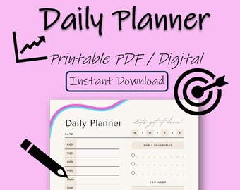 Daily Planner Digital Download for I Pad Daily Planner Printable Journal To Do list Gift for Stationary lover Gift for student daily plan